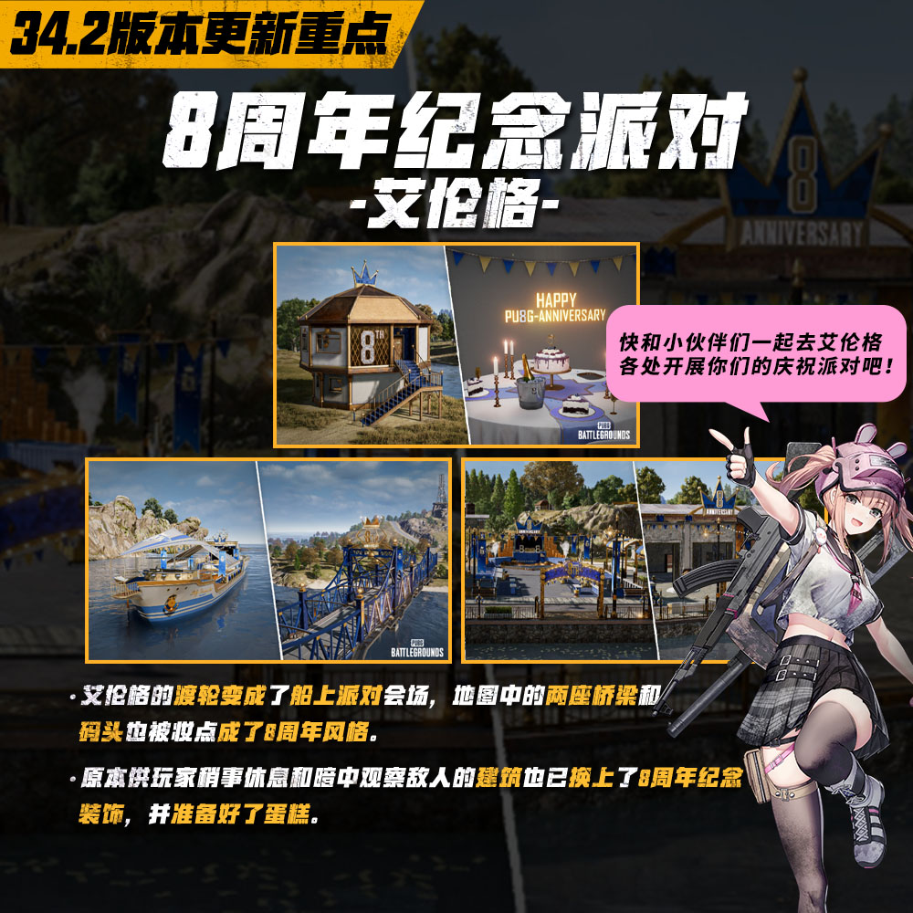 8載同行, 吃雞有你 PUBG34.2版本更新八周年慶典開啟