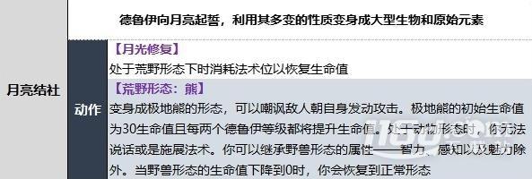 《博德之門3》德魯伊月亮結(jié)社子職業(yè)技能詳情